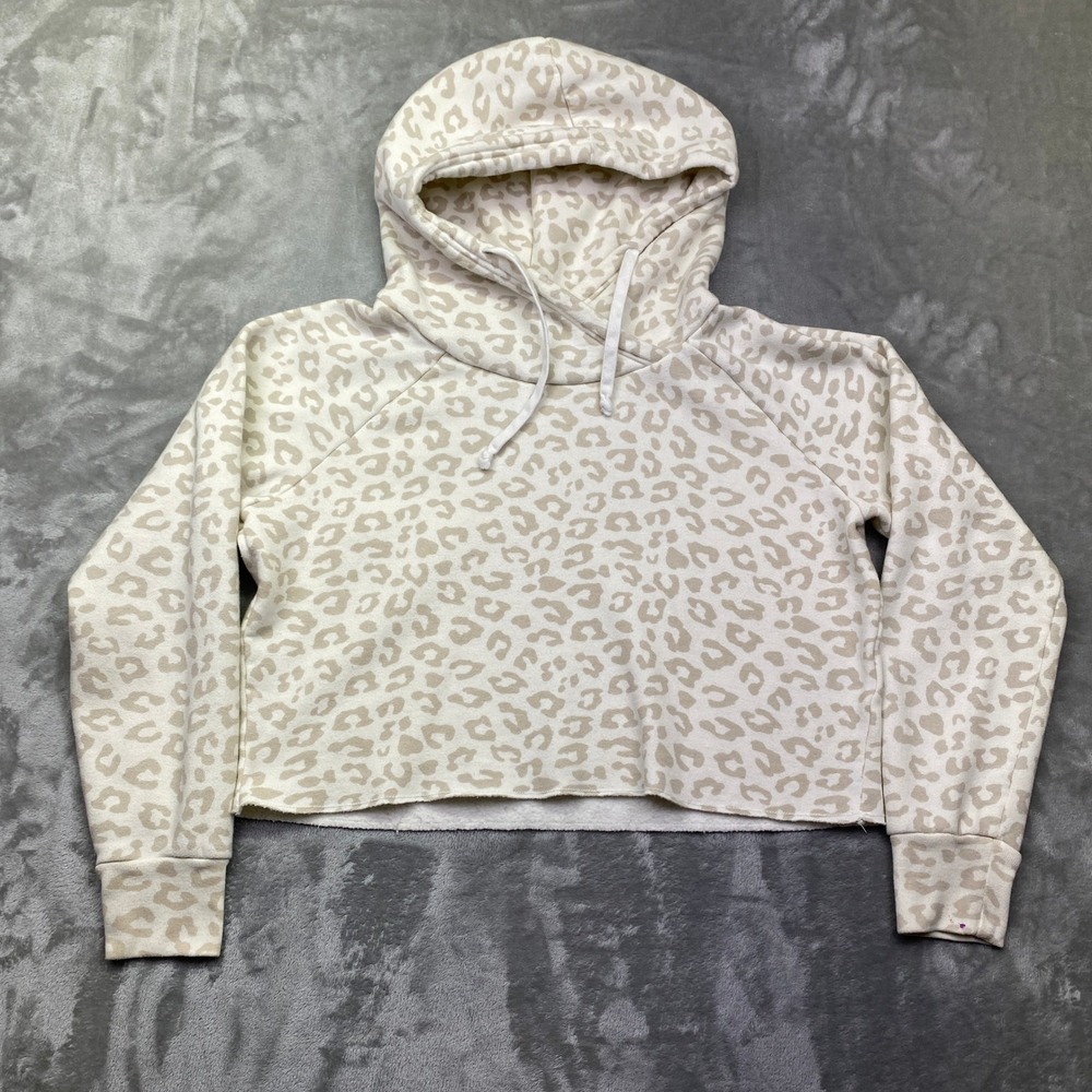 Abercrombie Fitch‎ Leopard Print Crop Hoodie Sweatshirt Women Size M Cottagecore